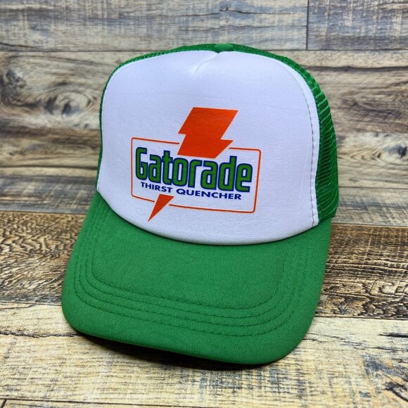 White and Green Mesh Trucker Hat with Retro Patch - Picture 1 of 1